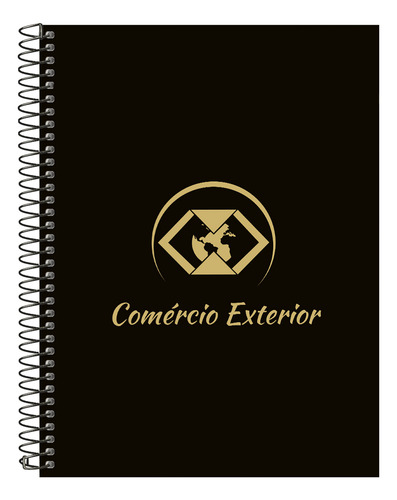 Caderno Universitário Profissões Preto E Gold 320 Folhas Cor Comércio Exterior