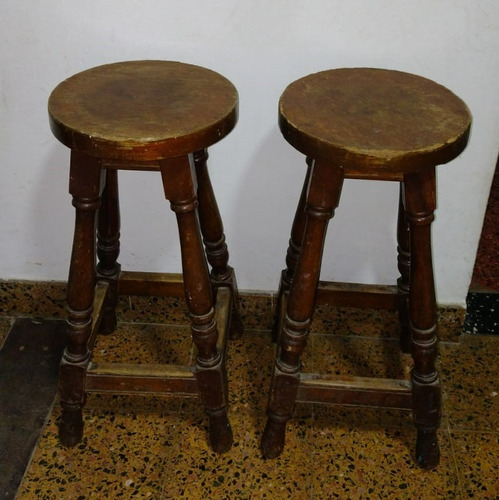 Lote De Banquetas Madera Patas Torneadas