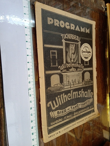 Antiguo Programa Teatro De Variedades Alemán Wilhelmshalle 