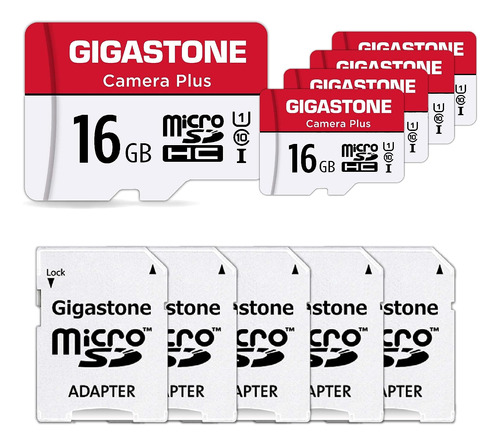 [gigastone] Paquete De 5 Tarjetas Micro Sd De 16 Gb, Cámara