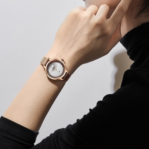 Relógio De Pulso Feminino 5014 Elegante Em Aço Inoxidável Pr