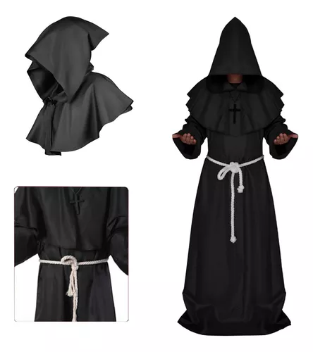 Fantasia masculina de padre zumbi, para fantasia de Halloween, acessório de  festa, grande, preto e branco 