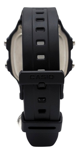 Reloj de pulsera Casio Digital AE-1200 de cuerpo color negro, digital, fondo gris, con correa de resina color negro, dial negro, subesferas color gris y negro, minutero/segundero negro, bisel color negro y hebilla simple