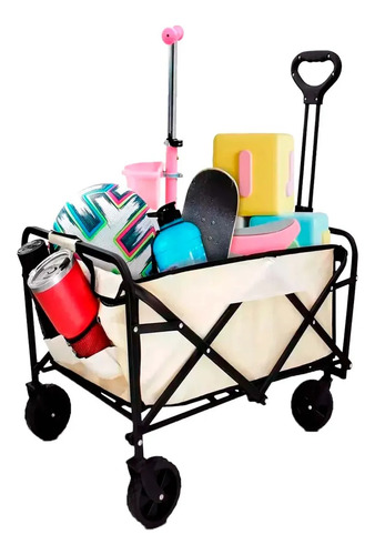 Carrito Vagón Plegable Multiusos Reforzado Camping De Carga Color Blanco