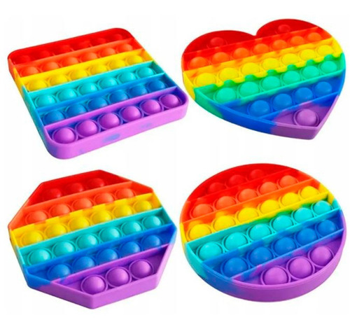 Juguete Popit Fit, Figet Popete Pop Push Bubble Pot Popts, arcoíris, color a mano