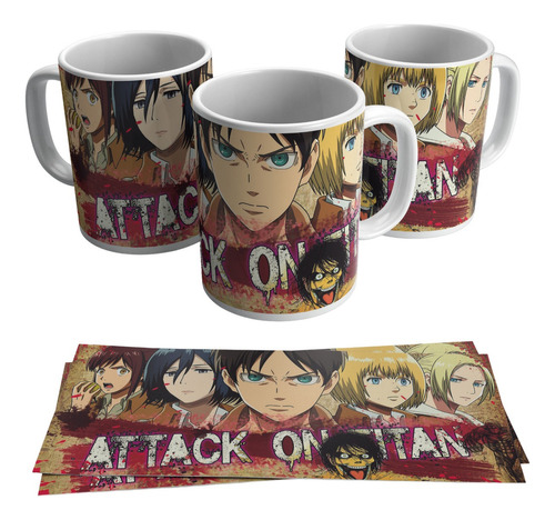 Pocillos Attack On Titan Mugs Vasos Serie De Manga Japonesa