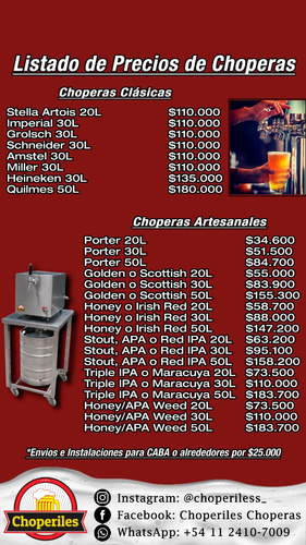 Alquiler De Choperas - Servicio De Cerveza Tirada