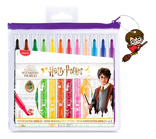 Marcadores Plumones Lavables 12 Harry Potter Estuche Maped 