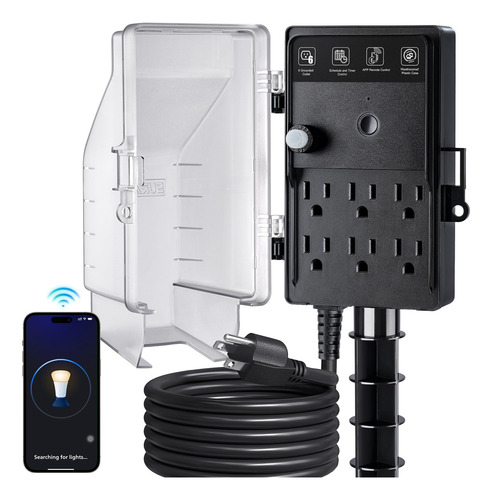 Temporizador De Estaca Suraielec Zigbee 6 Tomas Impermeable Color