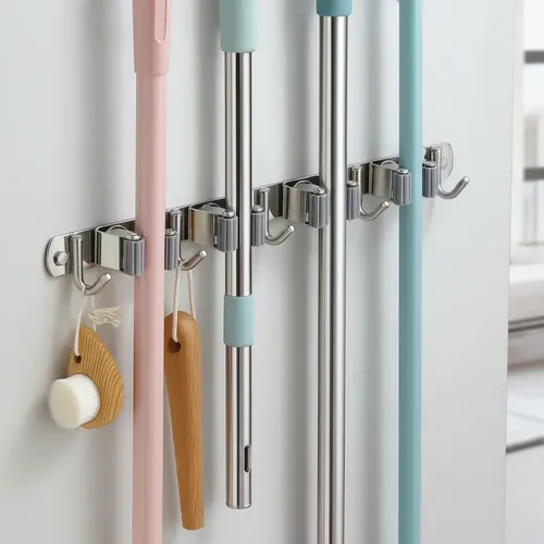 Suporte De Vassoura Aço Inox 304 Original 9 Acessórios Luxo