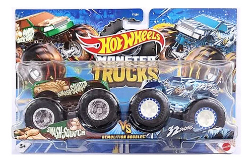 Carrinho Mattel Monster Trucks Hot Wheels Fyj64 Pack Com 2un