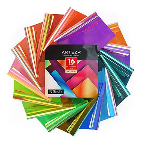 Vinilo Holografico De Colores Autoadhesivo 30 X 30 Cm 16 Pz