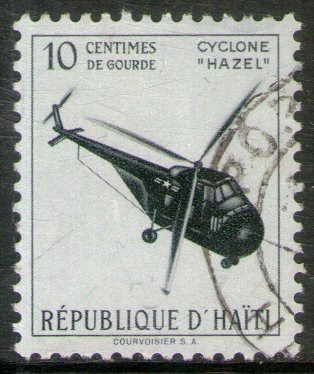 Haití Sello Damnificados Huracán Hazel = Helicóptero 1955 