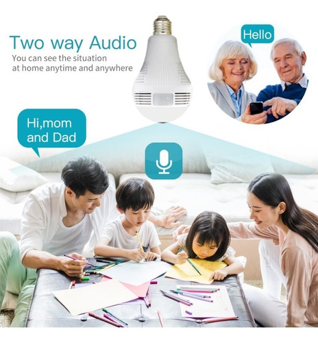 Imagen 6 de 10 de Foco Led Y Camara Ip Wifi Hd 360° Ojo Pez Ver En Tiempo Real