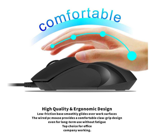 Imagen 5 de 6 de Yumqua G189 Mouse Usb Con Cable, Paquete 2, 4 Dpi Ajustables