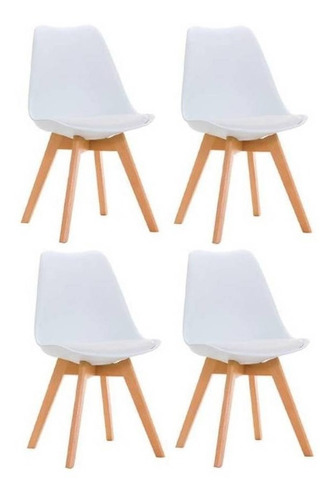 Cadeira de jantar Virke Tulip, estrutura de cor  branco, 4 unidades