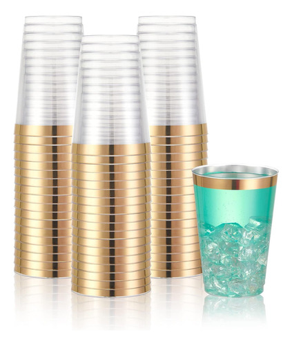 N9r 72 Pack Vasos De Plástico De Oro, Vasos De Plástico Tran