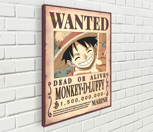 Cuadro Wanted Luffy 50x35 - One Piece - Recompensa