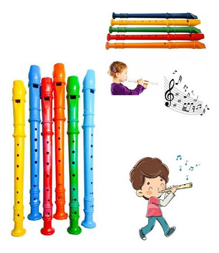 10 Flauta Doce Infantil Lembrancinha Para Festa Atacado Cor Sortidas