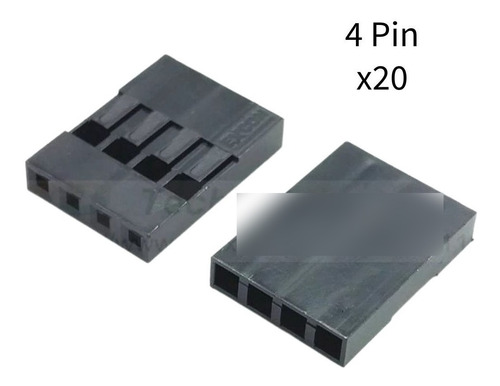 Conector Dupont 4 Pin Housing Plástico 1 Fila 2.54mm Kit 20