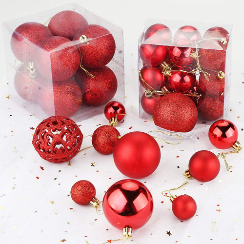 Juego De 100 Miniesferas Inastillables Rojas Para Navidad
