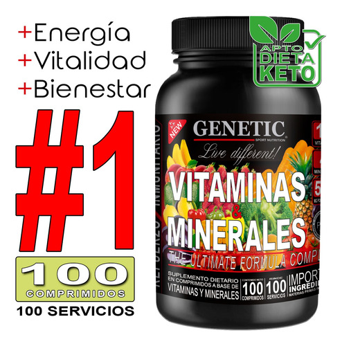 N°1 Vitaminas & Minerales Magnesio Zinc Acido Fólico Genetic