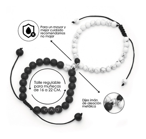 Imagen 3 de 10 de Pulseras Para Parejas Con Iman Yin Yang Para Compartir Amor
