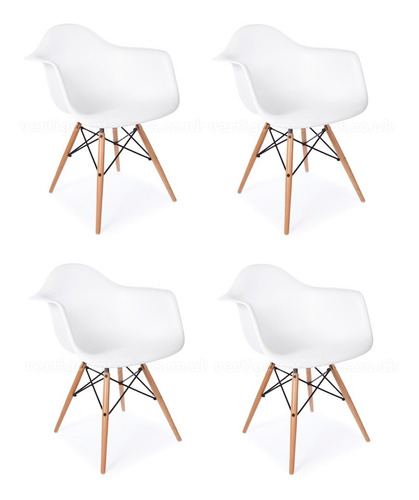 Set * 4 Sillon Eames Daw Abs B Madera Blanco- Alto Impacto