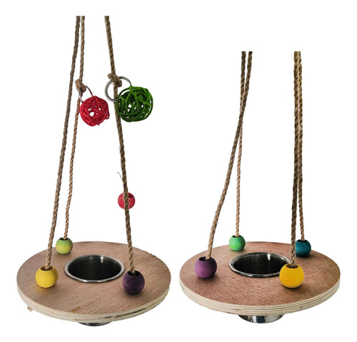 Parrot Swing Stand Toy Supplies Jaula Plato De Comida Para