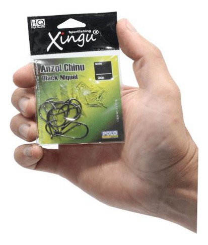 Kit 10 Anzol Pesca Chinu Black Xingu N08 Afiado Com Fisga