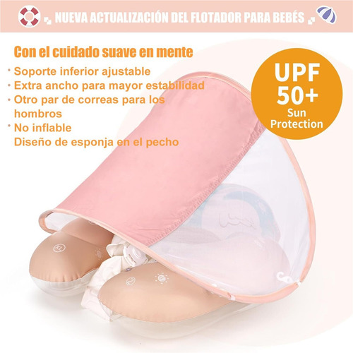 Flotadores Bebés Natación, Con Sombrilla Extraíble Upf50+