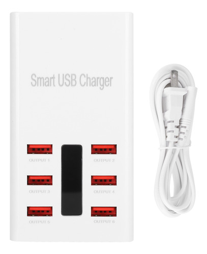 Adaptador De Carga Usb Us Plug 100-240v, 6 Puertos Inteligen