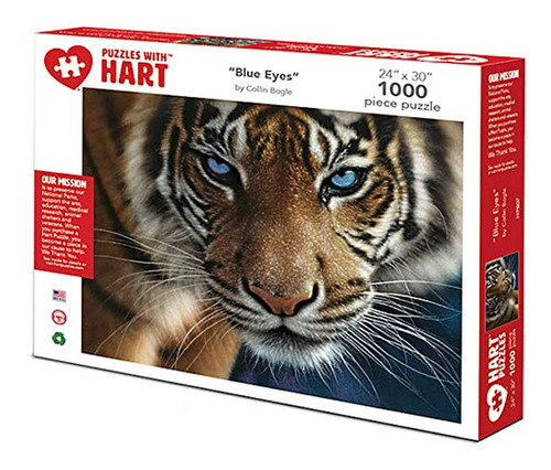 Hart Jigsaw Puzzle 1000 Piezas 24  X 30  Tigre De Ojos Azule