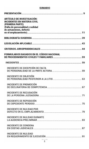 Incidentes En Materia Civil (primera Parte) (falta De Personalidad Y Nulidad De Actuaciones, Defecto En El Emplazamiento)