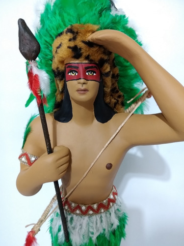 Imagem 2 de 5 de Caboclo Tupí Em Gesso - 50 Cm