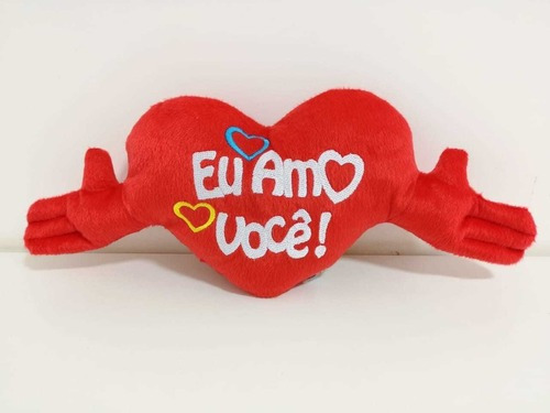 Coração De Pelúcia Eu Amo Você Romântico - Tamanho M Cor Vermelho