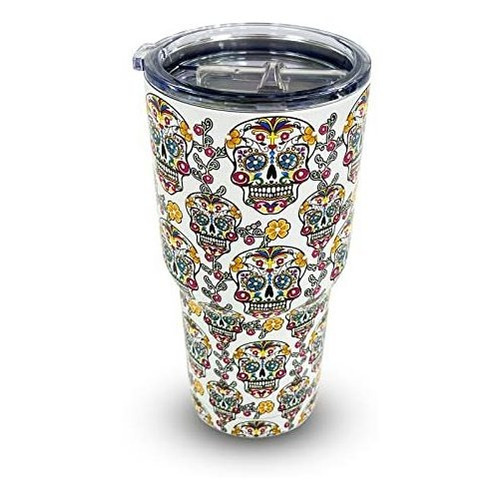 Eiryhope Vaso De 30 Onzas Con Tapa, Diseño De Calavera De Az