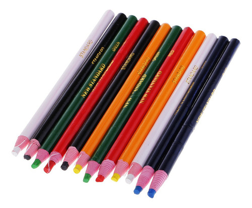 12 Rotuladores De Crayón, Lápiz Engrasado Y Encerado Chinagr