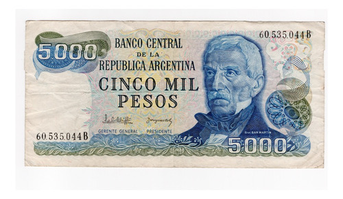 Ltb181. Billete De 5.000 Pesos Ley, 1982; B 2474, Serie B