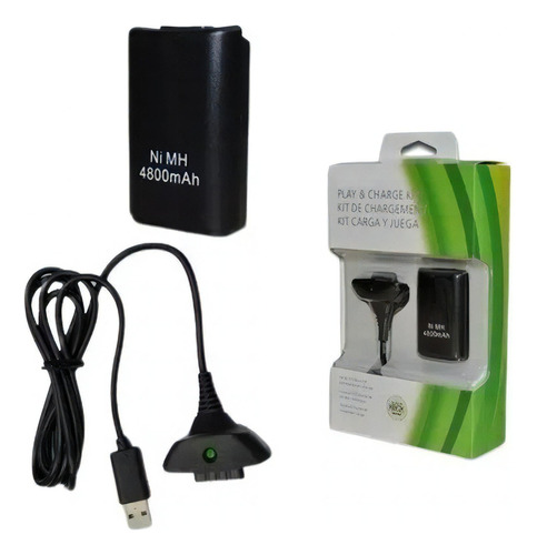 Kit Carga Y Juega Para Control X 360 Cable Y Pila