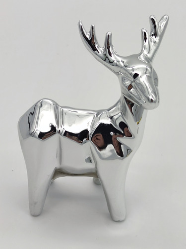 Ciervo Venado Decorativo Cerámica 13cms Color Metalizado