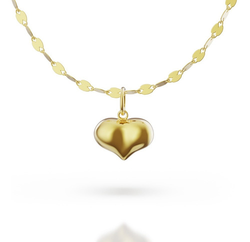 Hermoso Collar Gargantilla Corazon Inflado Oro 10k Italiano