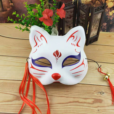 Máscara Pintada A Mano Sakura Gato Zorro Morado
