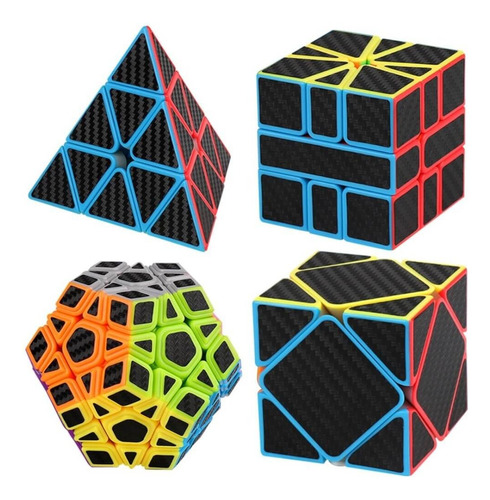 Cubo Mágico Pack Moyu Fibra De Carbono Pyra-mega-sq1-skewb