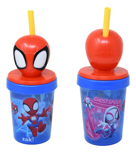 Spidey & Friends Vaso Con Popote De 385 Ml (13 Oz) Sin Bpa