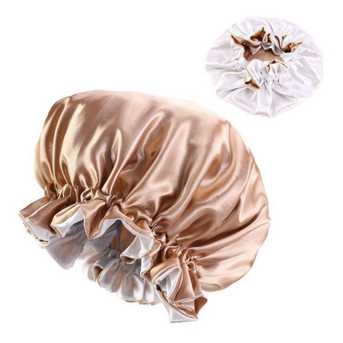 Gorro De Seda Satinado Con Banda Elástica Reversible Caqui