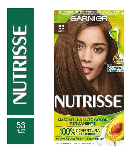 Kit Tintura Garnier  Nutrisse regular clasico Mascarilla nutricolor permanente tono 53 nuez para cabello