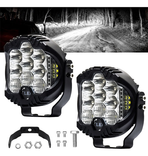 Par Faros Led Superpotente Redondo 3'' Tipo Baja Luz Blanca