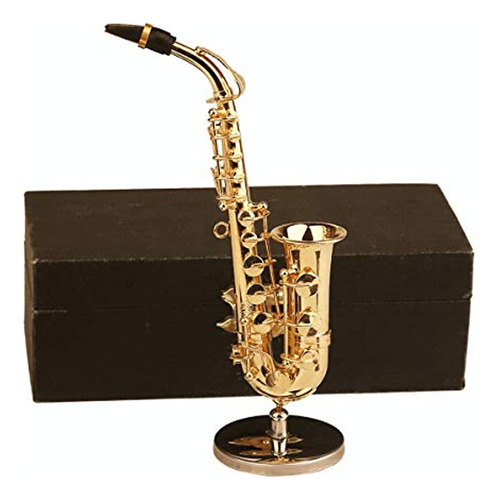 Dselvgvu Saxofón En Miniatura De Cobre Con Soporte Y Estuche