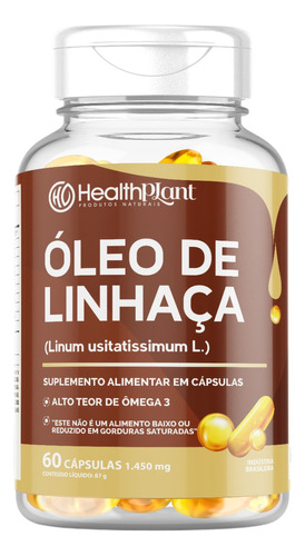 Óleo De Linhaça 1450mg 60 Caps Equilibrio Ácidos Graxos Sabor Sem Sabor Hormonal Feminino